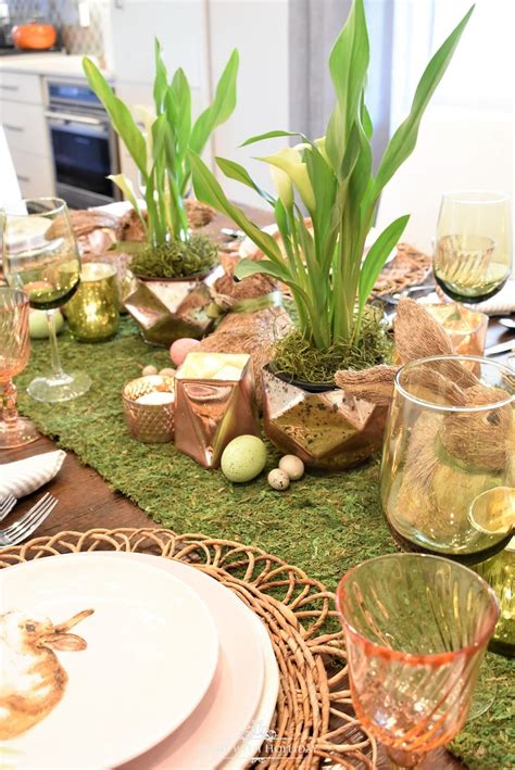 Green And Blush Pink Easter Table Setting Easter Dinner Table Setting