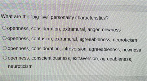 Solved What Are The Big Five Personality Chegg Com