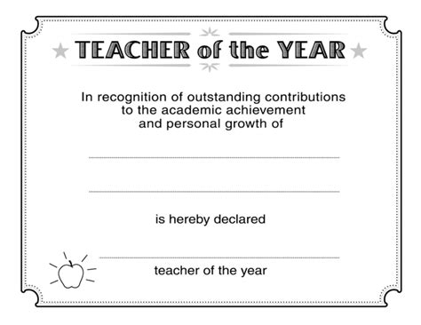 Teacher Of The Year Certificate Template