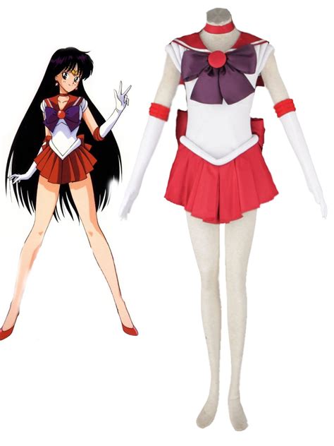 Anime Sailor Moon Sailor Mars Hino Rei Fightting Ver Cosplay Costume On