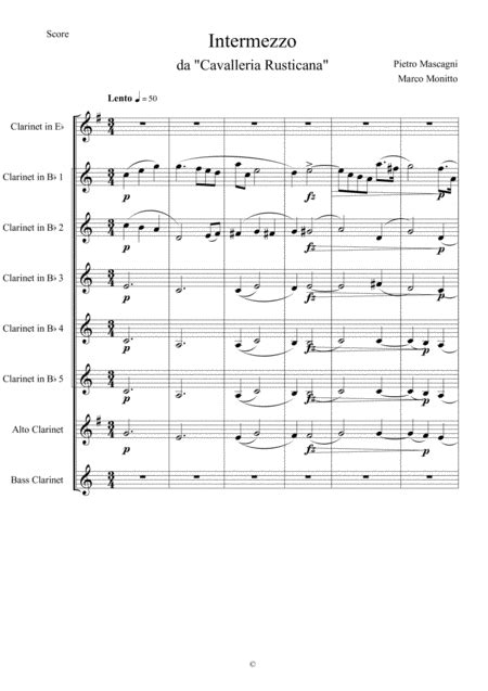 Intermezzo Da Cavalleria Rusticana Sheet Music Pietro Mascagni