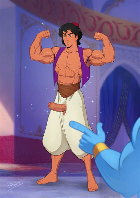 Rule 34 Aladdin Aladdin Character Foreskin Genie Muscle Growth Muscles Muscular Male Penis