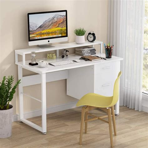 Tribesigns 47 Inches Computer Desk With Hutch Modern Writing Desk With