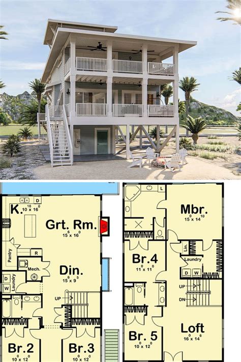 2 Story Beach House Floor Plans Floorplansclick