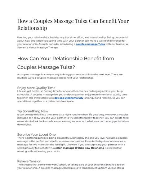 Ppt How A Couples Massage Tulsa Can Benefit Your Relationship