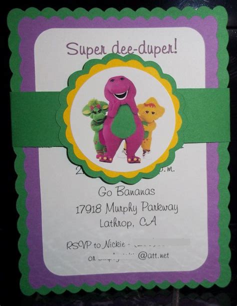 Barney And Friends Happy Birthday Invitations By Mimskd On Etsy 1000