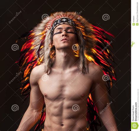 Indian Strong Man With Traditional Native American Stock