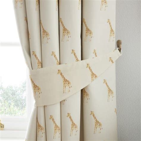 Safari Natural Cotton Thermal Blackout Pencil Pleat Curtains Nursery