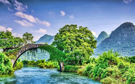 Download Wallpapers Guilin 4k Beautiful Nature River Yangshuo