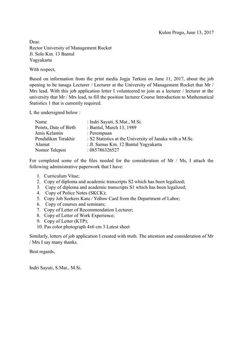 Download 9 Contoh Surat Lamaran Kerja Bahasa Inggris DOC