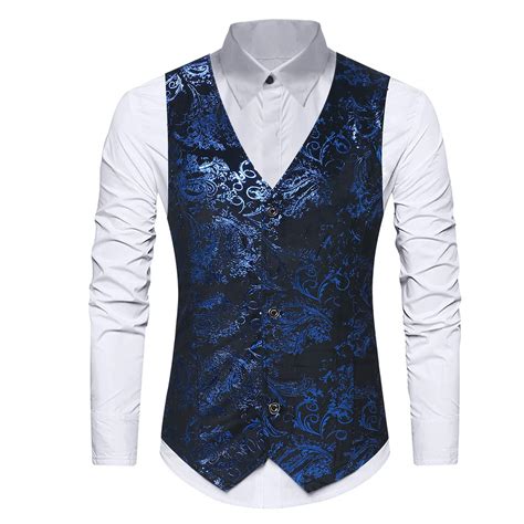 Dress Vests For Men Slim Fit Mens Quality Printing Suit Vest Male