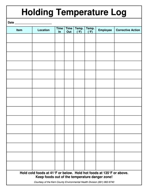 Hot Holding Temperature Log Sheet Complete With Ease Airslate Signnow