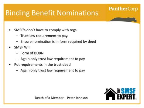 The person(s) designated by the policy owner to which the proceeds of a life. PPT - Death of a Member in an SMSF PowerPoint Presentation, free download - ID:1518743