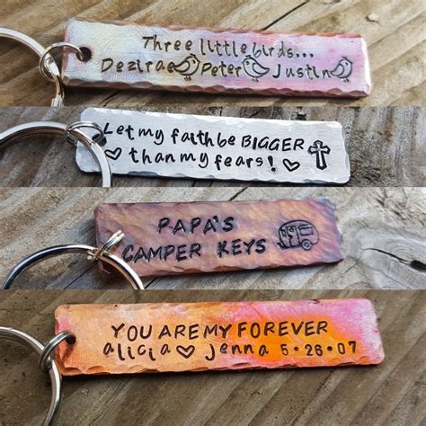 Personalized Metal Key Chains Or Necklace Custom Hand Stamped Etsy