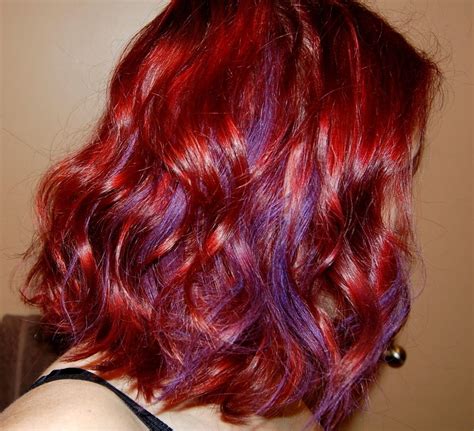I dyed my hair purple with arctic fox hair dye. Photo: Auburn Hair With Purple Streaks Vibrant Red Hair ...