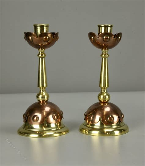 Antiques Atlas Pair Arts And Crafts Brass Copper Candlesticks