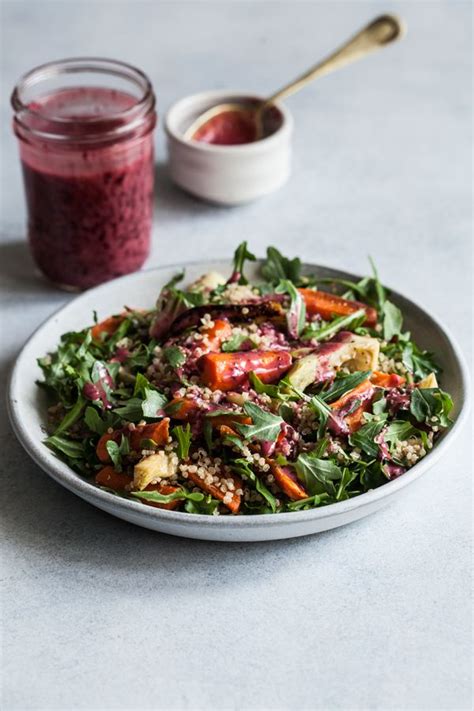 Roasted Carrot Fennel Quinoa Salad With Blueberry Chia Dressing