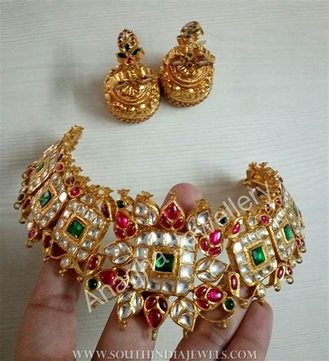 Gold Antique Kundan Choker From Anagha Jewellery South India Jewels