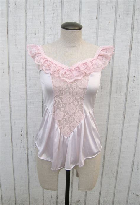 Vintage 80s Teddy Sexy Lingerie Pink Nightie Lace