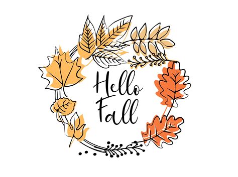 Hello Fall Png Fall Illustration Png Fall Leaves Clip Art Instant