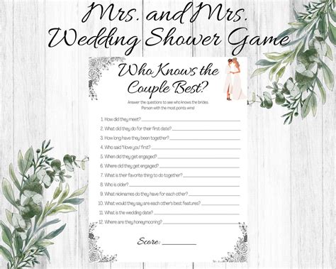 Lesbian Bridal Shower Game Who Knows The Couple Who Knows The Brides Bride And Bride Lesbian
