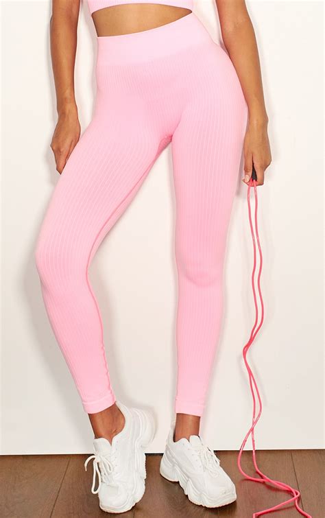 Pink Premium Ribbed Seamless Legging Active Prettylittlething Usa