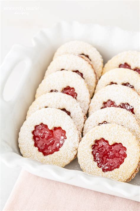 Linzer Strawberry Heart Cookies Sincerely Marie Designs