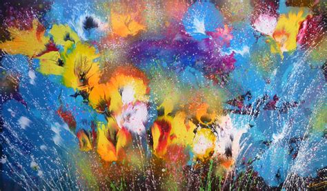 Abstract Flowers Large Acrylic Painting Painting By Irini Karpikioti