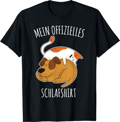 Katze And Hund Mein Offizielles Schlafshirt T Shirt Amazonde Fashion