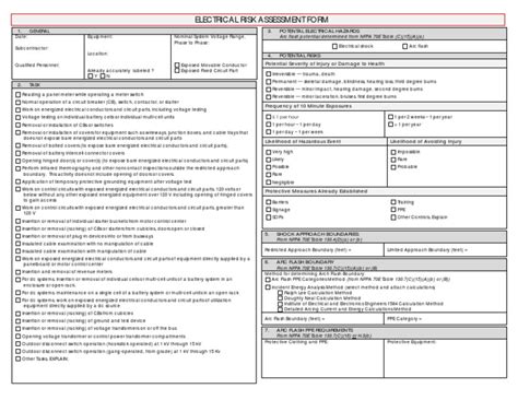 Electrical Risk Assessment Form Direct Current Electricity