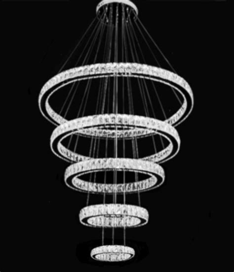 5 Multi Ring Circle Integrated Led Long Modern Crystal Pendant