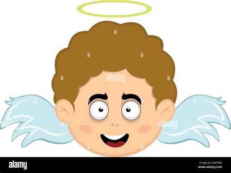 Vector Illustration Of The Face Of A Child Angel Cartoon With A Happy