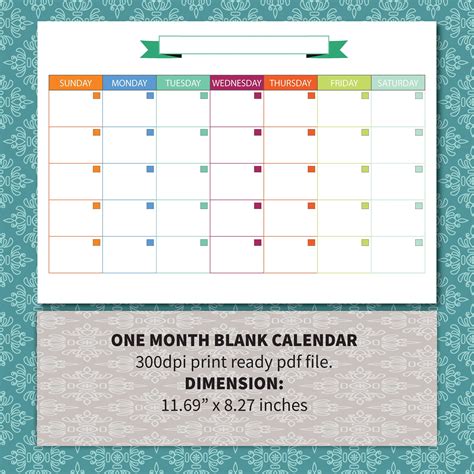 One Month Blank Calendar Custom Planner Blank Calendar Etsy