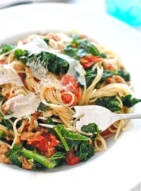 If you're using fresh pasta, you might want to wait to cook it at the. Angel Hair with Chicken Sausages, Tomatoes and Kale | Bev ...