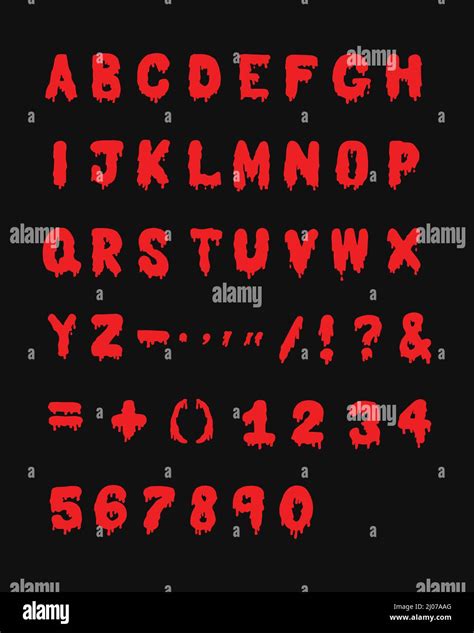 Alfabeto Con Letras Con Pintura Fluida Miedo Halloween Imagen Vector
