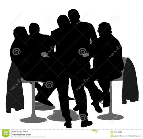 Many People Sitting And Talking Vector Silhouette Illustration. Group ...