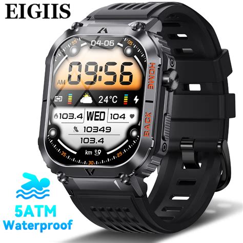 Eigiis Military Smart Watches For Men 5 Atm Waterproof Rugged Tactical Smartwatch With Compass 2