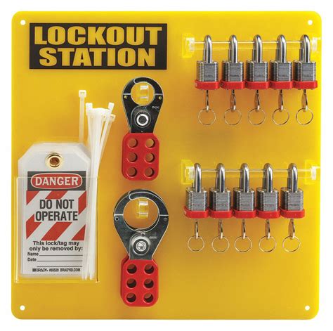 BRADY Lockout Station, Filled, General Lockout/Tagout, 13 1/2 in x 13 1/2 in - 5TA81|51188 