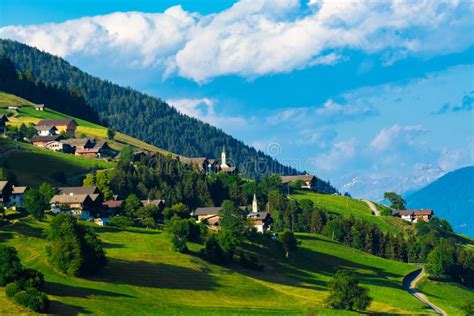 Typical Alpine Villages In Tyrol Alps On Sunset Stock Image Image Of