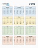 1991 Calendar (PDF, Word, Excel)