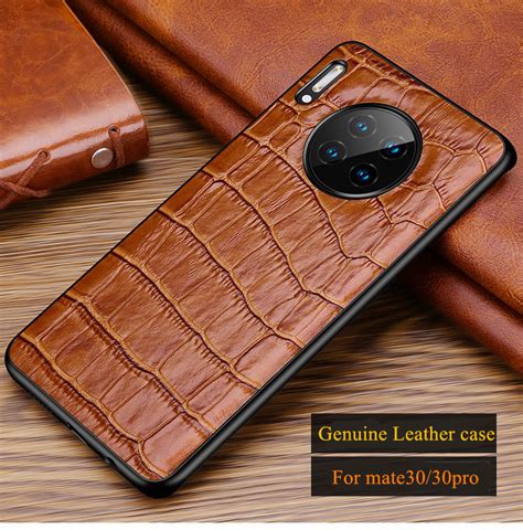 Crocodile Grain Genuine Leather Back Cover Case For Huawei Mate 30