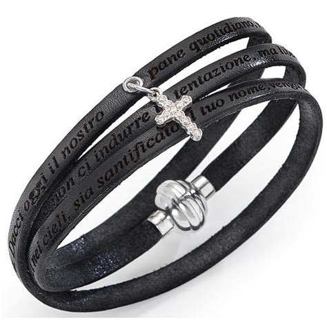 Armband AMEN Vater Unser italienisch mit Kreuz schwarz | Online-Verkauf
