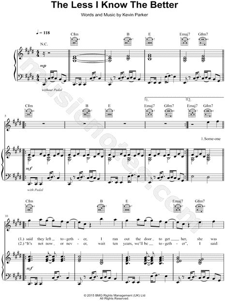 You look like someone who appreciates good music. Tame Impala "The Less I Know the Better" Sheet Music in C# ...
