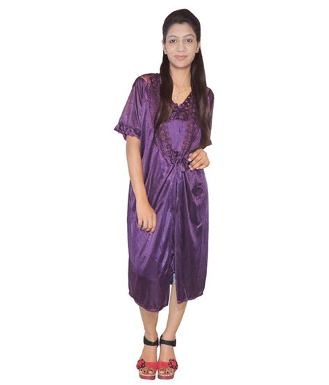 Buy Ekhushi Purple Satin Nighty And Night Gowns Pack Of 2 Online At Best Prices In India Snapdeal