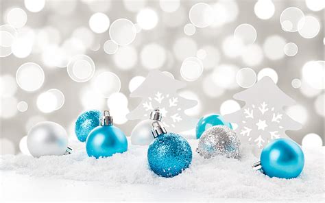 Blue Christmas Balls Christmas Background Decoration Snow Silver