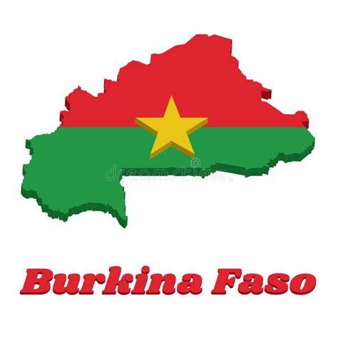 Profilo Della Mappa 3d E Bandiera Del Burkina Faso Due Bande