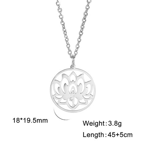 Myshape Lotus Flower Yoga Pendant Necklace Stainless Steel Women