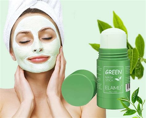 Green Tea Mask Stick Facial Cleansing Oil Acne Blackhead Control Deep
