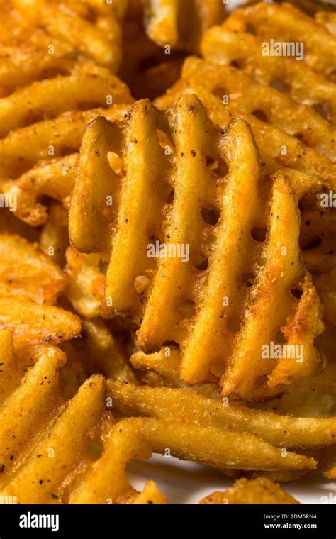 Homemade Greasy Waffle French Fries With Ketchup Stock Photo Alamy