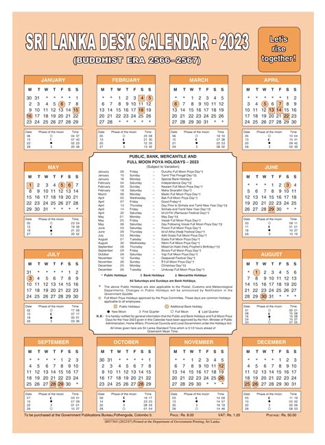 Sri Lanka Desk Calendar 2023 Teacher